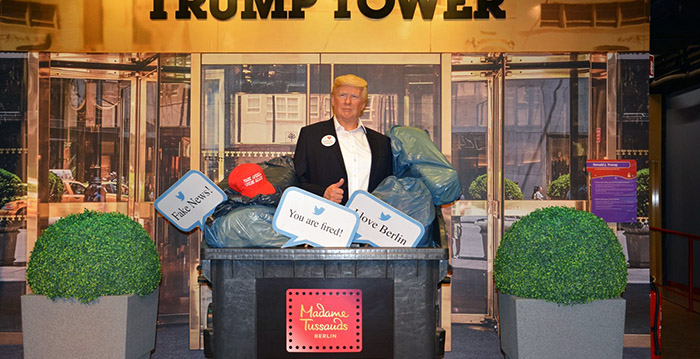 Madame Tussauds Berlijn dumpt Donald Trump in afvalcontainer