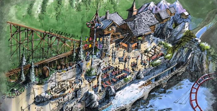 Eerste tekening nieuwe houten achtbaan: Zwitsers bergdorpje in Plopsaland