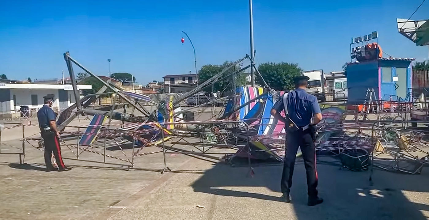 Video: zweefmolen stort in op Italiaanse kermis, meerdere gewonden