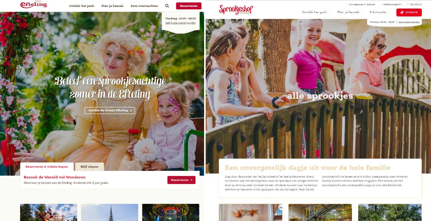 Beter goed gejat dan slecht bedacht: website Drents pretpark lijkt sprekend op die van de Efteling