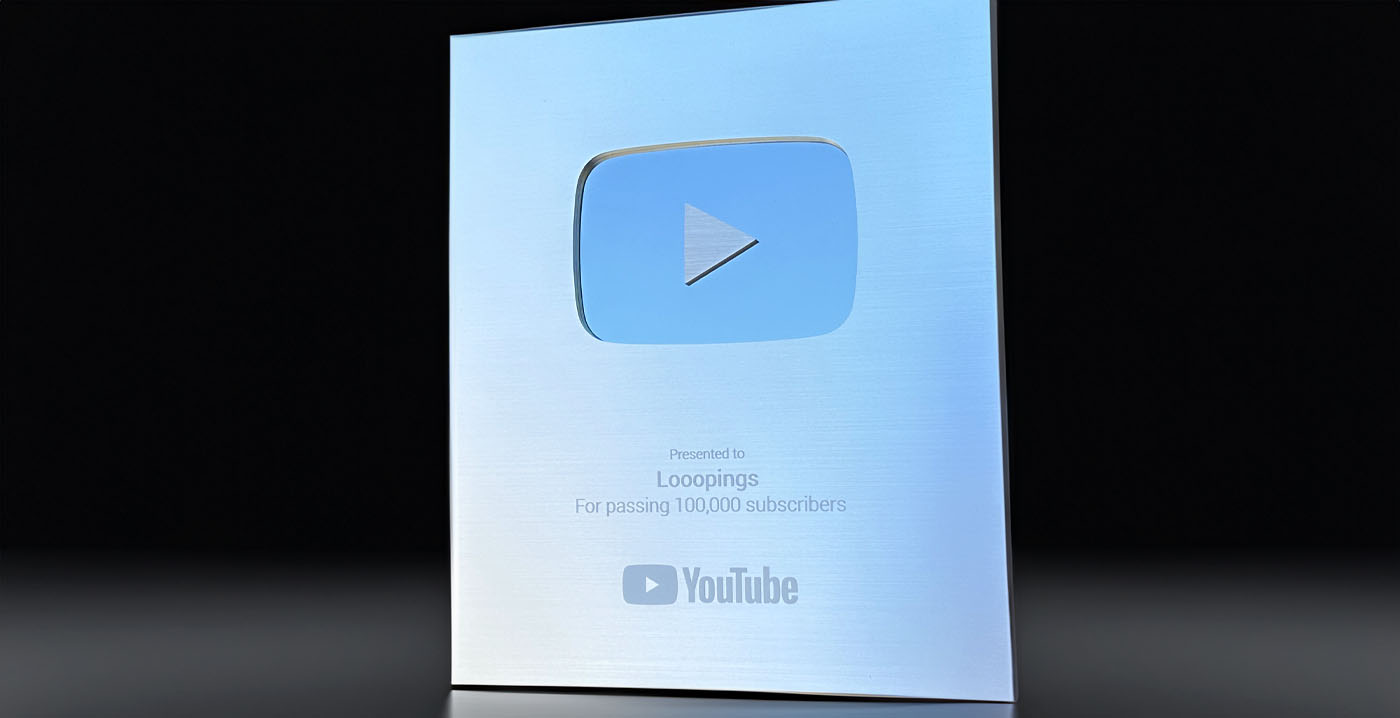 Looopings ontvangt Silver Creator Award voor 100.000 YouTube-abonnees