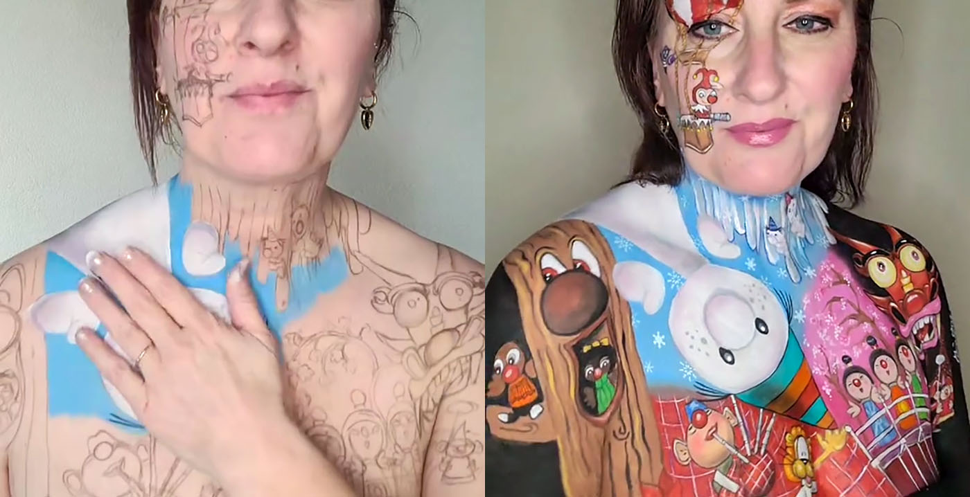 Efteling-attractie Carnaval Festival als bodypaint: tienduizenden views op TikTok